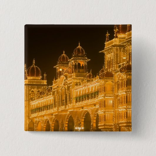 INDIA, Karnataka, Mysore: Majaraja's Paleis (b. 2 Vierkante Button 5,1 Cm (Voorkant)