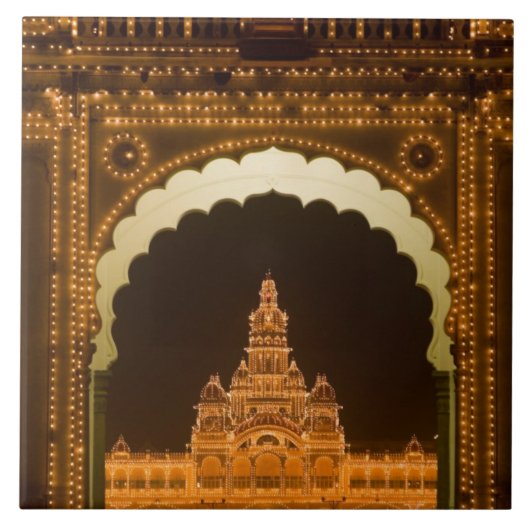 INDIA, Karnataka, Mysore : Paleis van de Majaraja  Tegeltje (Voorkant)