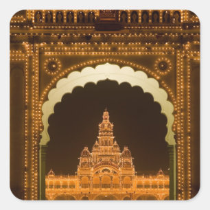 INDIA, Karnataka, Mysore : paleis van de Majaraja Vierkante Sticker