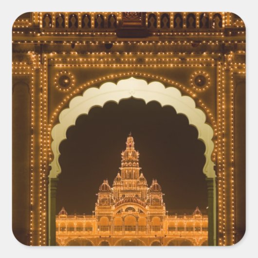 INDIA, Karnataka, Mysore: Paleis van Majaraja (b.3 Vierkante Sticker (Voorkant)