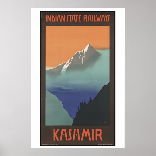 India Kashmir Vintage Travel Poster - Framed (Voorkant)