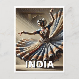India Kathak Dancer Travel Briefkaart