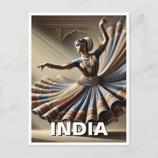 India Kathak Dancer Travel Briefkaart (Voorkant)