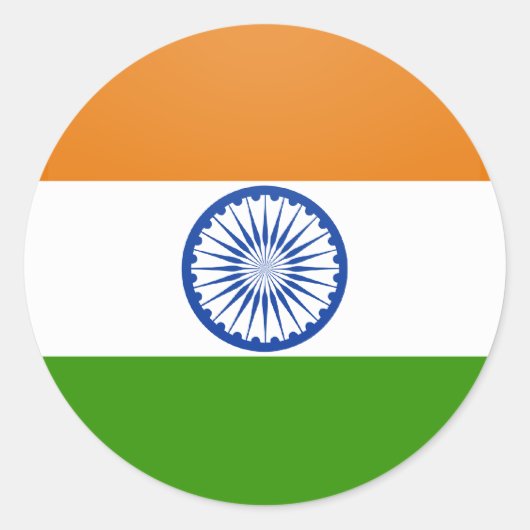 India Kwaliteit Vlag Cirkel Ronde Sticker (Voorkant)