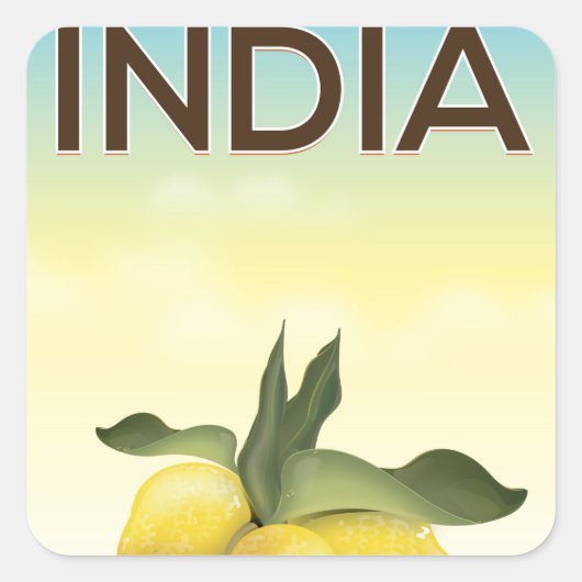 India Lemon-reisposter Vierkante Sticker (Voorkant)