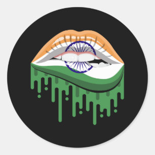 India lippen trots root vlag ronde sticker