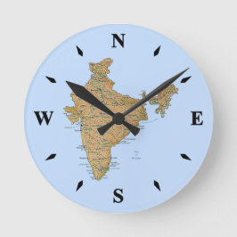India Map Clock Ronde Klok