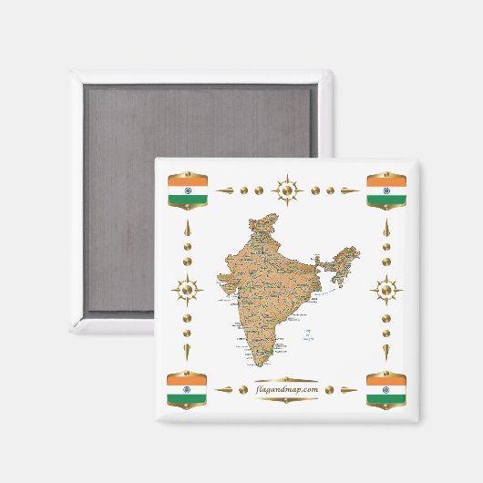 India Map + Flagers Magnet (Voorkant / Achterkant)