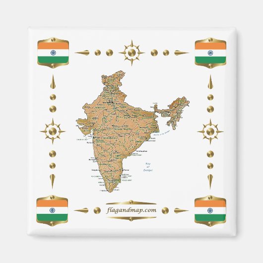 India Map + Flagers Magnet (Voorkant)