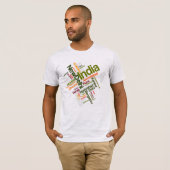 India Map Silhouette Top Cities Word Cloud T-Shirt (Voorkant volledig)