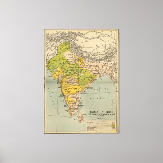  India Maratha en Mysore War Map (1804) Canvas Afdruk (Voorkant)