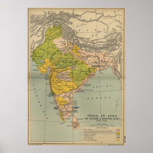  India Maratha en Mysore War Map (1804) Poster (Voorkant)