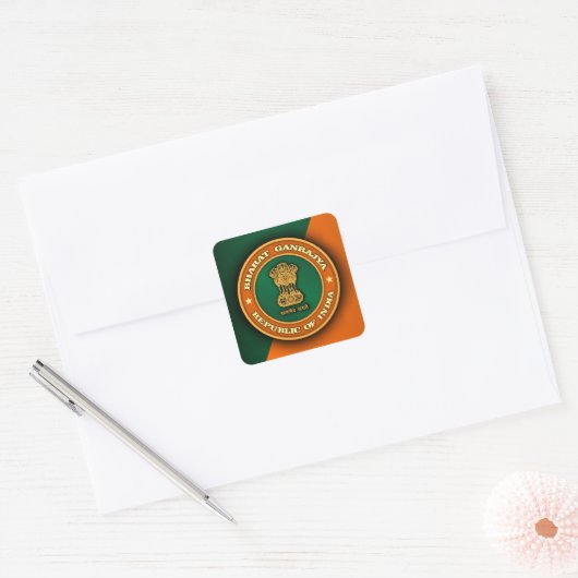 India Medallion Vierkante Sticker (Envelop)