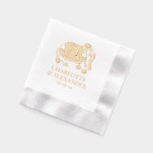 India Mehndi olifant bruiloft paar namen Datum Folie Servetten (Links)