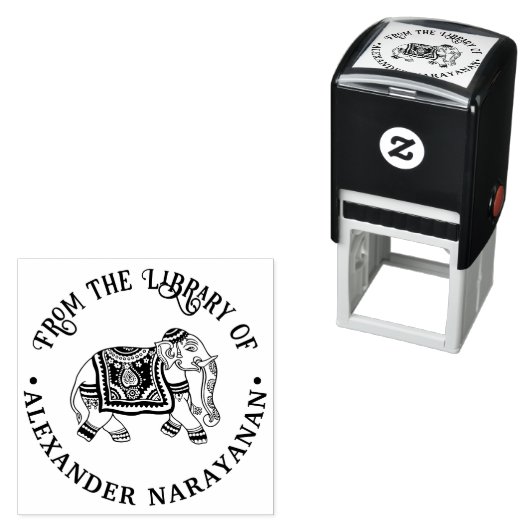 India Mehndi Olifant Naam Bibliotheek Boek Naam  Zelfinktende Stempel (In situ)