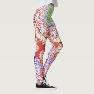 India Mehndi Style Mandala - rood blauw Leggings