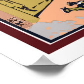 India, mensen op de straat van de stad, oud reizen poster (Hoek)