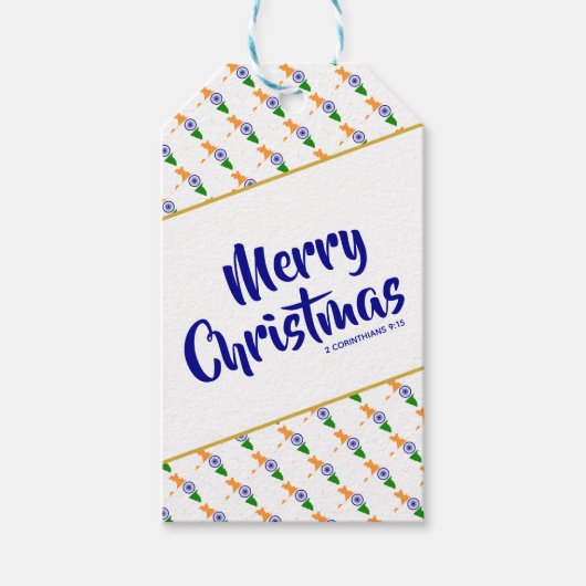 INDIA Merry kerstmis - Aangepaste Christelijke scr Cadeaulabel (Voorkant)
