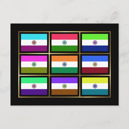 India Multihue Flags Briefkaart (Voorkant)