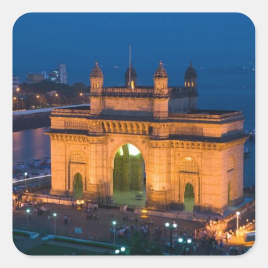 INDIA, Mumbai (Bombay): Gateway of India / Vierkante Sticker (Voorkant)