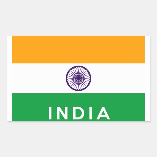 india naam land vlag rechthoekige sticker (Voorkant)