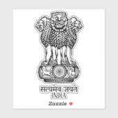 India National Embleem Patriotic Sticker (Vel)