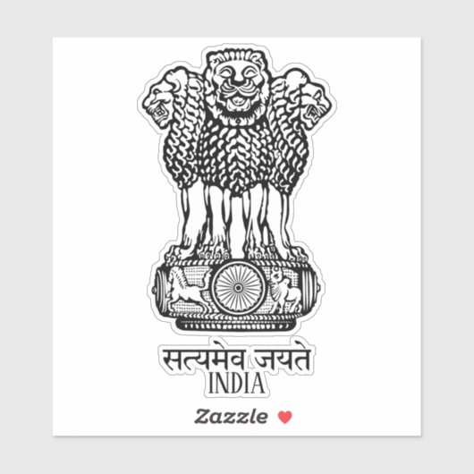 India National Embleem Patriotic Sticker (Vel)