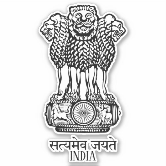 India National Embleem Patriotic Sticker (Voorkant)