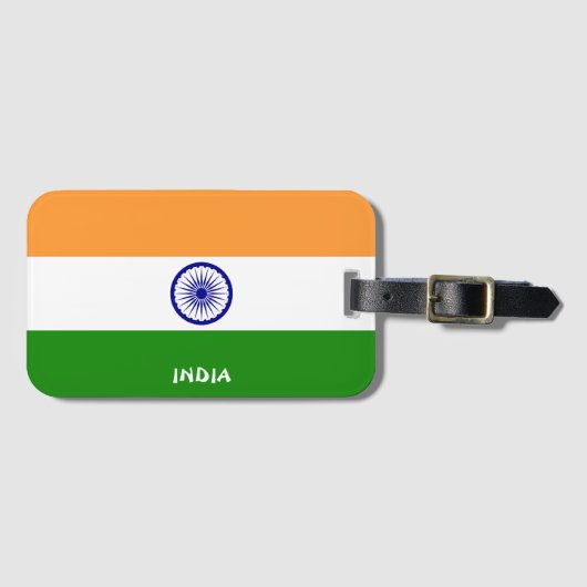 India National Flag Patriotic Bagagelabel (Voorkant (horizontaal))