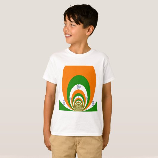 India Nationale Vlag Kleuren Kaleidoscoop T-shirt (Voorkant volledig)