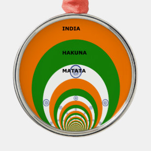 India Nationale vlag kleuren ontwerp. Hakuna Matat Metalen Ornament