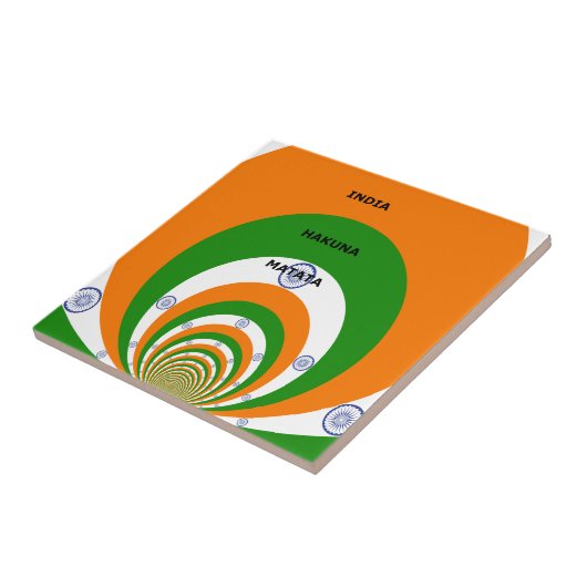 India Nationale vlag kleuren ontwerp. Hakuna Matat Tegeltje (Zijkant)