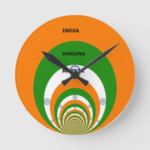 India Nationale Vlag Kleuren Ontwerp met "Hakuna M Ronde Klok