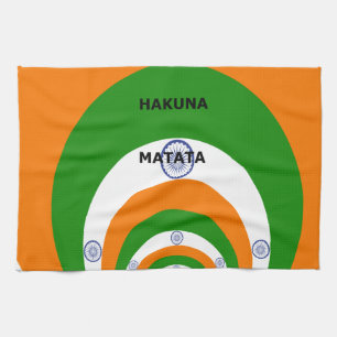 India Nationale Vlag Kleuren Ontwerp met "Hakuna M Theedoek