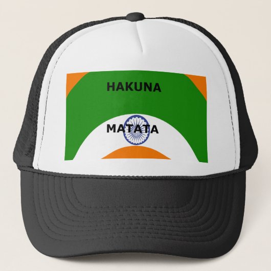 India Nationale Vlag Kleuren Ontwerp met "Hakuna M Trucker Pet (Voorkant)
