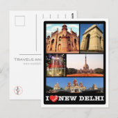India - New Delhi - I Love - Briefkaart (Voorkant / Achterkant)