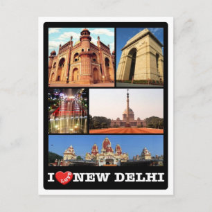 India - New Delhi - I Love - Briefkaart
