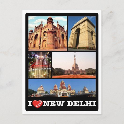 India - New Delhi - I Love - Briefkaart (Voorkant)