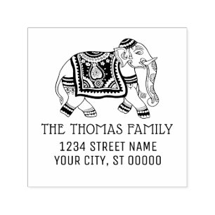 India Olifant Naam Retouradres Monogram  Zelfinktende Stempel