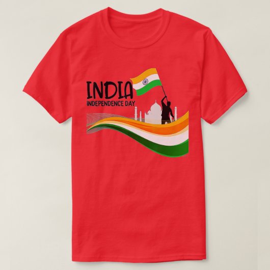 India Onafhankelijkheidsdag 15 augustus Indische v T-shirt (Design voorkant)