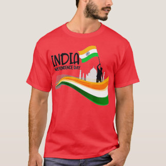 India Onafhankelijkheidsdag 15 augustus Indische v T-shirt