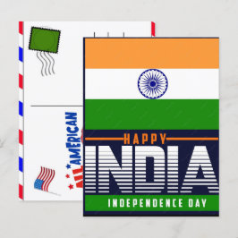 India Onafhankelijkheidsdag Driekleurige Viering O Feestdagenkaart