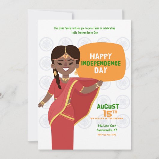 India Onafhankelijkheidsdag Partij Kaart (Voorkant)