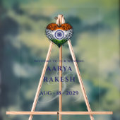 India paar hart bruiloft welkom acryl bord (Neutraal)