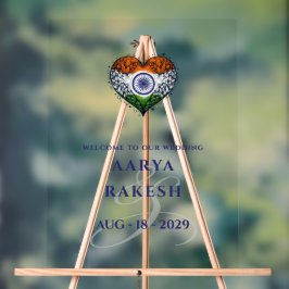 India paar hart bruiloft welkom acryl bord