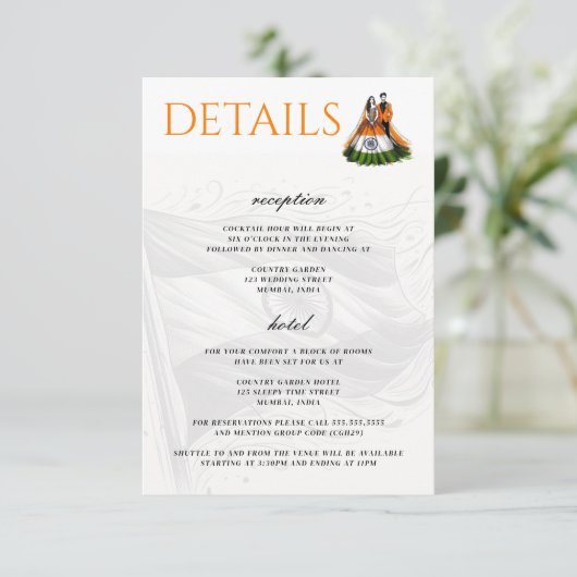 India paar informatiekaartje (Staand voorkant)