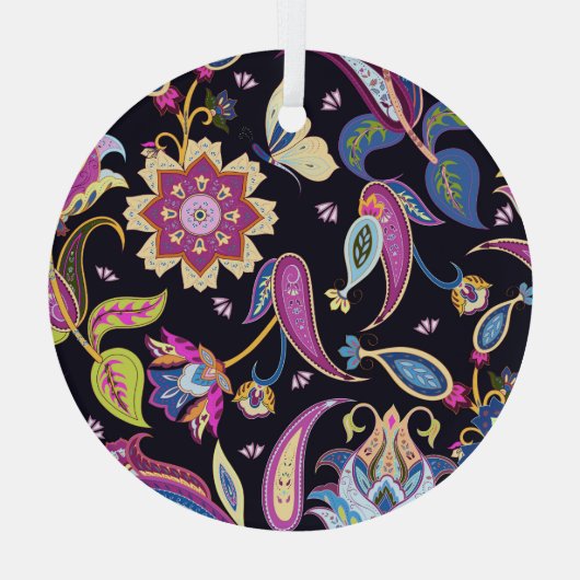 India Paisley Naadloos Bloemen Ornament (Achterkant)