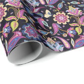 India Paisley Naadloos Bloemen Ornament Cadeaupapier (Rol Hoek)