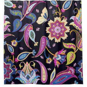 India Paisley Naadloos Bloemen Ornament Douchegordijn