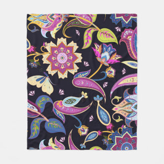 India Paisley Naadloos Bloemen Ornament Fleece Deken